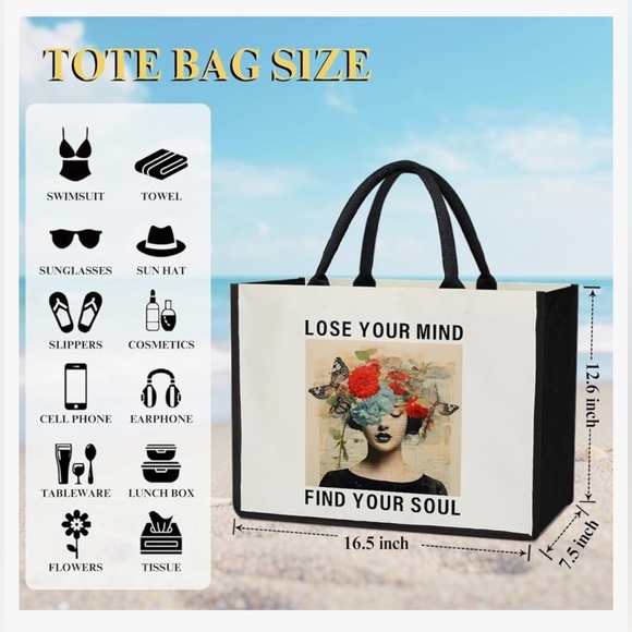 Butterfly Tote Bag Canvas Women, Flower, Beach With Handles, Reuse Shopping New - Picture 3 of 8